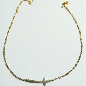 Collar Cruz Tumbada en Acero Dorado