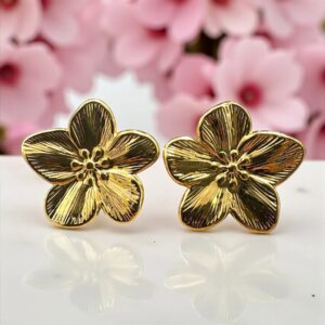 Pendientes Flor 3D en Acero Dorado