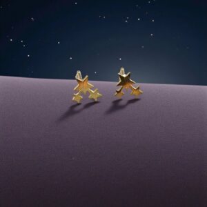 Pendiente Tres Estrellas Acero Dorado Forma Triangulo