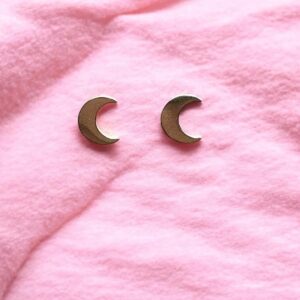Pendiente Luna Plana en Acero Plateado