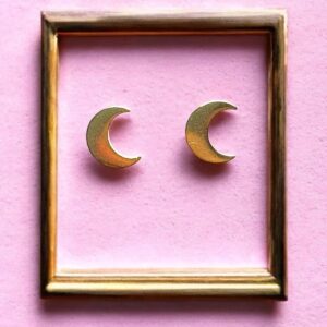 Pendiente Luna Plana en Acero Dorado