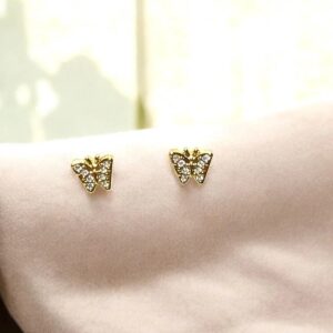 Pendiente Mariposa Circonitas Acero Dorado