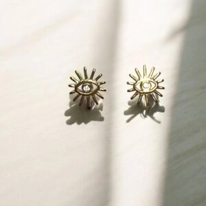 Pendiente Flor acero y Circonitas con Ojo