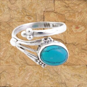Anillo Plata De Ley Con Piedra Natural Turquesa