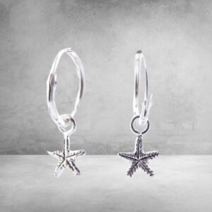 Pendientes Aro con Estrella De Mar Plata De Ley