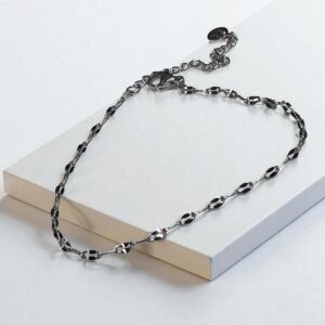 Pulsera fina eslabón ovalado en acero plateado