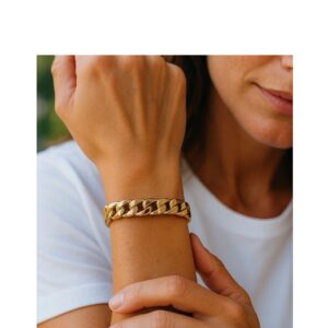 Pulsera acero dorado eslabones grandes