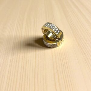 Pendientes aro pequeños con circonitas en acero dorado