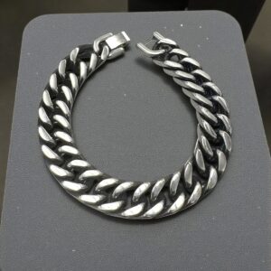 Pulsera Acero Plateado Ancha 12x22