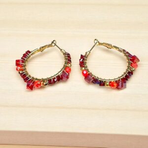 Aros Dorados en Acero con bolas rojas y coral