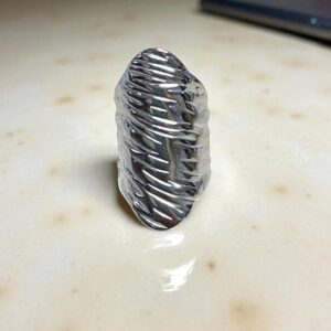 Anillo Ajustable Ancho en Acero Plateado