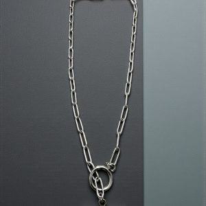 Collar en acero plateado eslabones y cierre T&O