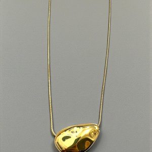 Collar tipo Lariat con adorno piedra en acero dorado