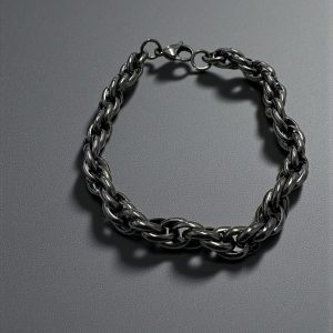 Pulsera eslabones negros en acero