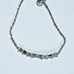 Pulsera circonitas triangulo colores en acero plateado