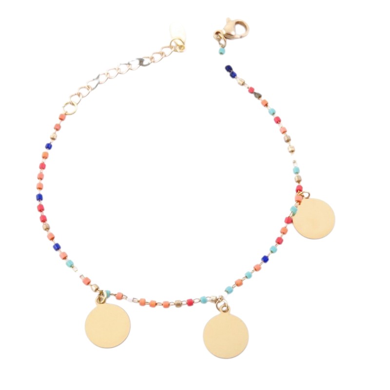 Pulsera Dijes Y Piedras Colores